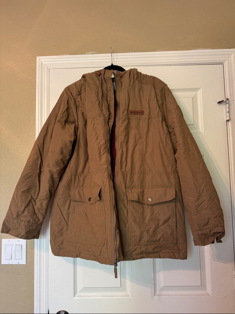 XL Columbia Men's Tan Hooded Puffer Coat
